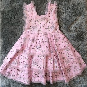 Pink Rainy Day Cats Ruffle Dress